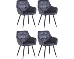 Colenis® - Oriana Eetkamerstoel - Set Van 4 - Antraciet - Adoré Velvet - Design