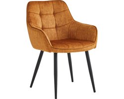 Colenis® - Oriana Eetkamerstoel - Set Van 4 - Honey - Adoré Velvet - Industrieel - Met armleuning - Stoel