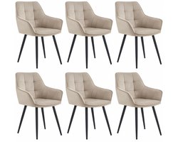 Colenis® - Oriana Eetkamerstoel - Set Van 6 - Beige - Fluweel - Velvet - Industrieel