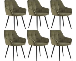 Colenis® - Oriana Eetkamerstoel - Set Van 6 - Groen - Velvet - Fabb - Industrieel - Design