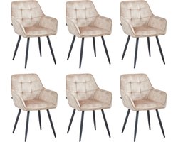 Colenis® - Oriana Eetkamerstoelen - Set Van 6 - Champagne - Adoré Velvet - Design