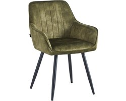 Colenis® - Ozzy Eetkamerstoel - Set Van 6 - Groen - Adoré Velvet - Industrieel - Met armleuning