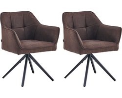 Colenis® - Pearl Eetkamerstoel - Set Van 2 - Bruin - Microfiber Stof - Microvezel - Industrieel