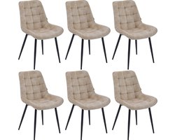 Colenis® - Quadra Eetkamerstoel - Set Van 6 - Beige - Adoré Velvet - Design