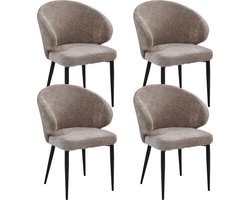 Colenis® - Ruby Eetkamerstoel - Set Van 4 - Taupe - Chenille Stof - Design