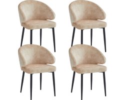 Colenis® - Ruby Eetkamerstoel - Set Van 4 - Yellow Beige - Adoré Velvet - Design