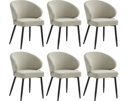Colenis® - Ruby Eetkamerstoel - Set Van 6 – Beige – Bouclé - Design