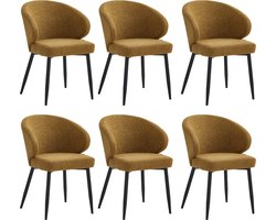 Colenis® - Ruby Eetkamerstoel - Set Van 6 – Cappuccino – Bouclé - Design