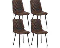 Colenis® - Senny Eetkamerstoel - Set Van 4 - Bruin - Microfiber - Industrieel - Eetkamerstoelen