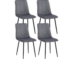 Colenis® - Senny Eetkamerstoel - Set Van 4 - Grijs - Fluweel - Velvet - Industrieel - Eetkamerstoelen