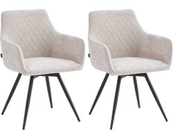 Colenis® - Sierra Eetkamerstoel - Set Van 2 - Beige - Chenille Stof- Industrieel - Draaibaar - 360°