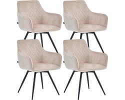 Colenis® - Sierra Eetkamerstoel - Set Van 4 - Beige - Adoré Velvet - Industrieel - Draaibaar - 360°