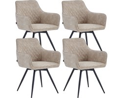 Colenis® - Sierra Eetkamerstoel - Set Van 4 - Beige - Microfiber Stof - Microvezel - Industrieel - Draaibaar - 360°