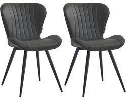 Colenis® - Star Eetkamerstoel - Set van 2 - Antraciet - Microvezel - Microfiber - Industrieel - Design - Eetkamerstoelen - Stoel