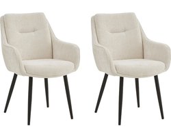 Colenis® - Urban Eetkamerstoel - Set Van 2 - Beige - Geweven Stof - Industrieel