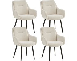 Colenis® - Urban Eetkamerstoel - Set Van 4 - Beige - Geweven Stof - Industrieel