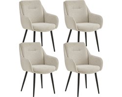 Colenis® - Urban Eetkamerstoel - Set Van 4 - Beige - Linnen Stof - Industrieel