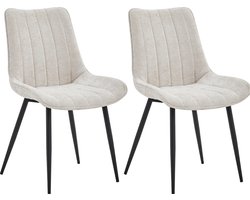 Colenis® - Verta Eetkamerstoel - Set Van 2 - Beige - Chenille Stof - Industrieel - Stoel
