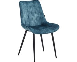 Colenis® - Verta Eetkamerstoel - Set Van 2 - Petrol - Adoré Velvet - Industrieel - Stoel