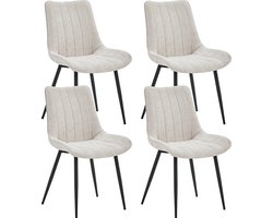 Colenis® - Verta Eetkamerstoel - Set Van 4 - Beige - Chenille Stof - Industrieel - Stoel