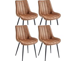Colenis® - Verta Eetkamerstoel - Set Van 4 - Cognac - Microfiber Stof - Industrieel