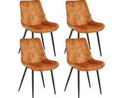 Colenis® - Verta Eetkamerstoel - Set Van 4 - Honey - Adoré Velvet - Industrieel