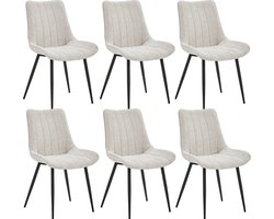 Colenis® - Verta Eetkamerstoel - Set Van 6 - Beige - Chenille Stof - Industrieel - Stoel