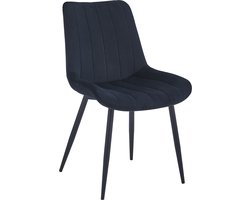 Colenis® - Verta Eetkamerstoel - Set Van 6 - Zwart - Velvet - Industrieel