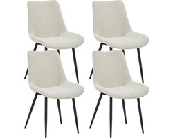 Colenis® - Verta Eetkamerstoelen - Set Van 4 - Wit - Bouclé stof - Industrieel - Stoelen