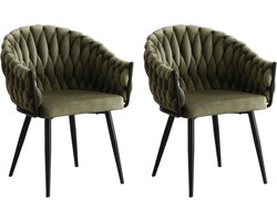 Colenis® - Wave Eetkamerstoel - Set Van 2 - Lichtgroen - Fluweel - Velvet - Design