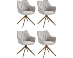 Colenis® - Yasmin Eetkamerstoelen - Set van 4 - Taupe - Chenille Stof - 180° Draaistoelen - Geborsteld Goud Poten - Gestoffeerde zitting