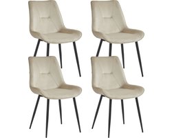 Colenis® - Zerda Eetkamerstoel - Set Van 4 - Beige - Velvet - Industrieel - Stoel