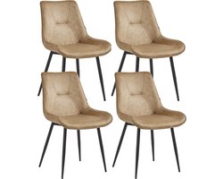 Colenis® - Zerda Eetkamerstoel - Set Van 4 - Sand - Microfiber Stof - Industrieel - Stoel