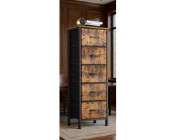 Coleshome Kleine ladekast met lade, kleine ladekast met 5 lades, met stoffen lade, stabiel stalen frame, houten blad, verzonden voor slaapkamer en woonkamer, vintage Casa Serena