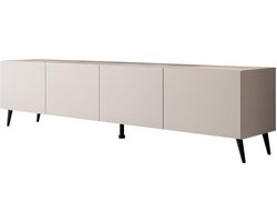 COLGANTE Moderne Hangende TV-Kast 200 cm in Kasjmier Mat met Schuine Onyx Pootjes – Modern Design, Push-to-Open, Opbergvakken, Metalen Poten – Altameubel