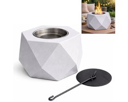 Colibri Tafelhaard Bio-ethanol – Beton Look – 16,5×16,5×10cm – Moderne Tafelhaard met Doofplaat – Sfeervolle Vlam voor Tafel, Terras of Balkon