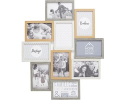 Collage Fotolijst Hout en Wit voor 10 Foto's - Sfeervolle Wanddecoratie