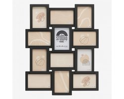 Collage Fotolijst voor 12 Foto’s – 10x15 cm – Zwart – Wandfotolijst 58×45 cm – Moderne Multi-Fotolijst voor Wanddecoratie