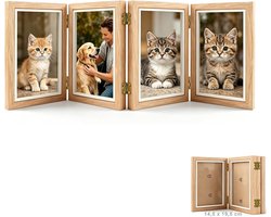 Collage fotolijst voor 4 foto's, 14.5 x 19.5 cm, opvouwbaar houten fotokader voor thuis en op kantoor