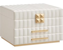 Collection Sieradenkiste – 3 Etages met Spiegel – Organizer met 2 Laden – PU Leren Oppervlak – 21,5x24x15,8 cm – Cadeau-idee