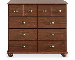 COLMAR ladekast, mooie ladekast met 8 laden, praktische apothekerskast in kastanje, elegante buffetkast met schelpgrepen - vooraanzicht ambiente