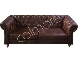 Colmore by Diga Chesterfield bank van top grain donkerbruin leer 3-zits, 216 x 85 x 71