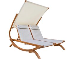Colmore by Diga living in luxury lounge stoel set met schaduw doek hout sand ivory 195 x 150 x 180 cm