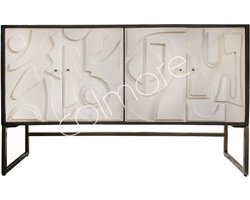 Colmore by Diga mango houten kast met wit patroon 153 x 43 x 92 cm