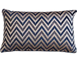 Colmore by Diga - Sierkussen Zig Zag Blauw Goud - Omkeerbaar - 50x30