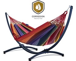 COLOMBIAANSE hangmat met standaard - 2 persoons - EXTRA STABIEL frame tot 220 kg - Grande Premium Arriba