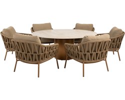 Colorado Biarritz low dining tuinset 160xH69 cm rond 7 delig keramiek amber 4 Seasons Outdoor