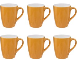 Colorama Gele Ronde Mok met Oor - Set van 6 - 38 cl - Faience Materiaal
