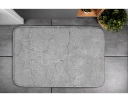 Coloray Badmat - Grijs Badkamermatjes - Grijs beton Vloerkleed Badkamer - Polyester - Antislip - Badkamermat - Mat voor Badkamer - 90x60 cm