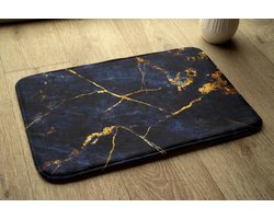 Coloray Badmat - Marine Douchemat - Marineblauw marmer Badkamer Kleed - Toiletmat - Mat voor Badkamer - Luxe Badmat - Antislip - 75x45 cm